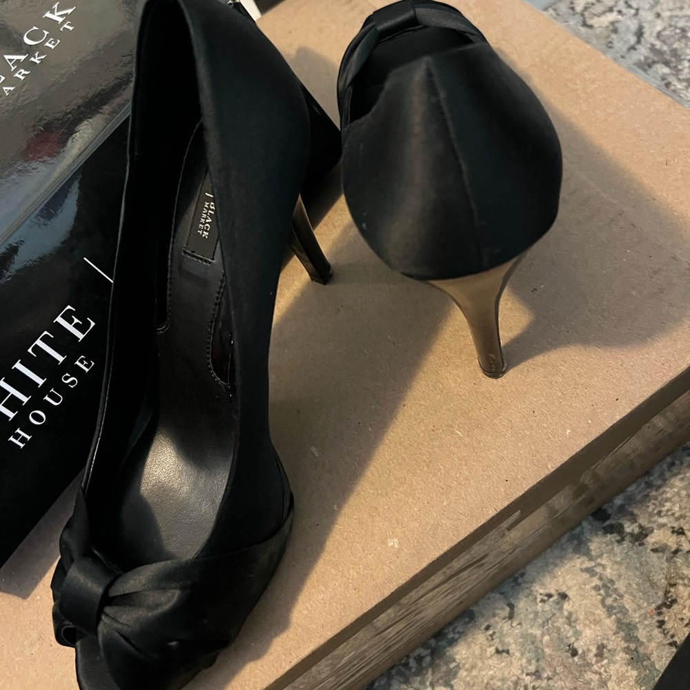 WHBM black peekaboo toe high heels